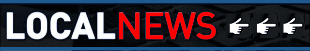 Local News Logo on Blue Background, Featuring Bold Text and a Simple Design.